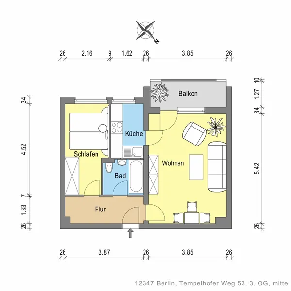 Ein tolles Wohngefühl: 1,5-Zimmer-Single-Wohnung — photo 1